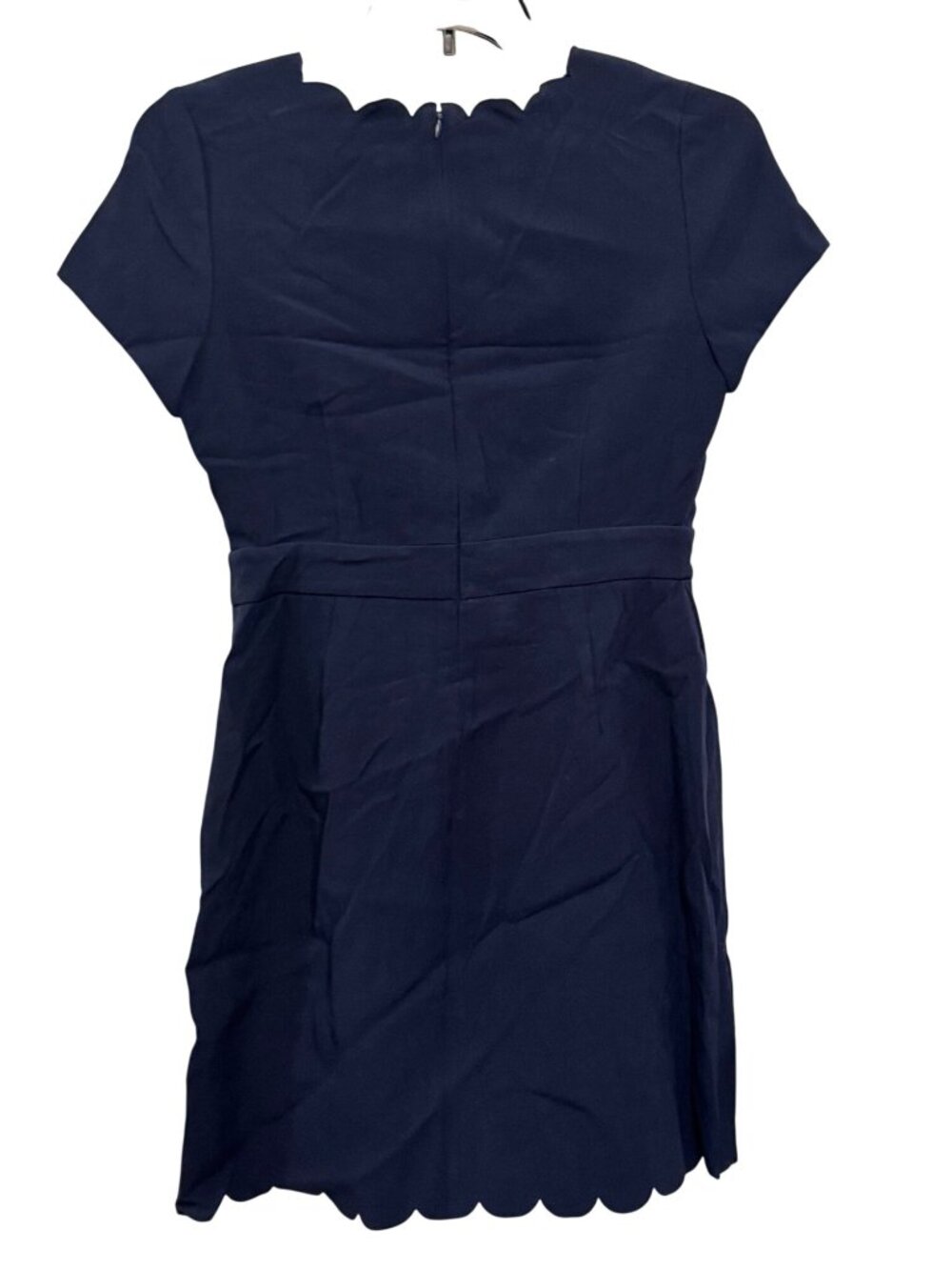 Maison Jules Navy Blue Scalloped Hem Short Sleeve Dress Size 6 - Picture 2 of 7
